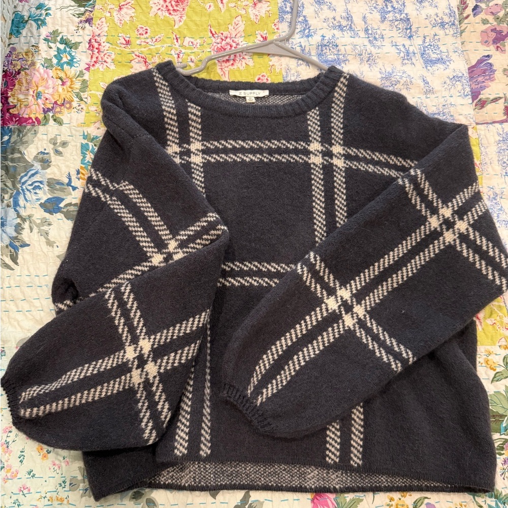 Z Supply Navy & Cream Knit Crewneck Sweater